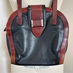 VTG 80s Aspects Classic Satchel Purse Black & Brown